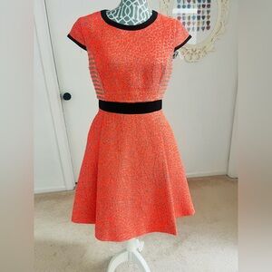Ted Baker Jacquard A-line Orange Dress